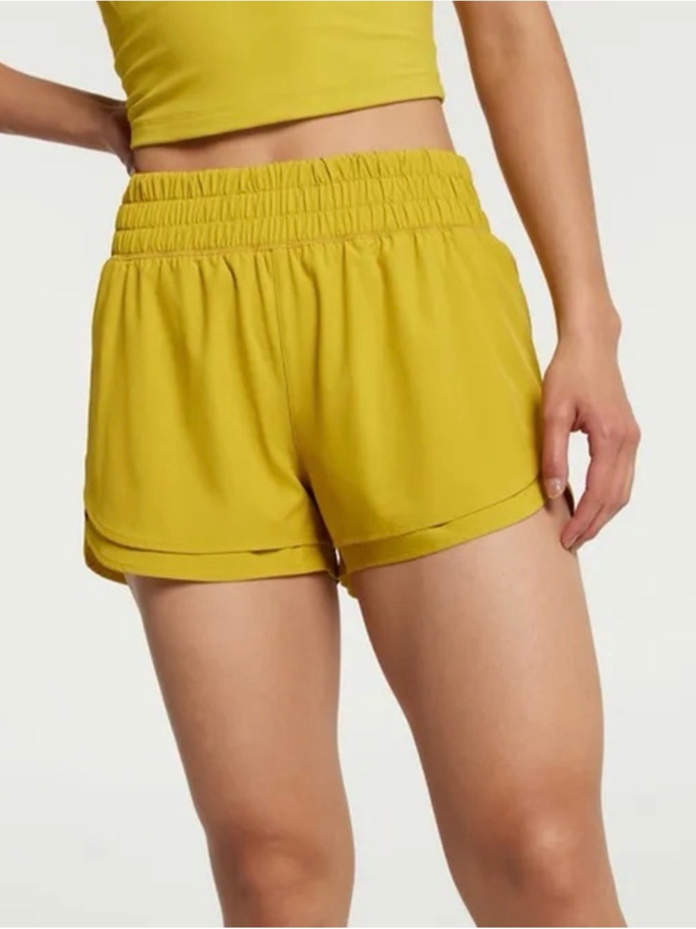 High-Waist Yellow Performance Athletic Shorts